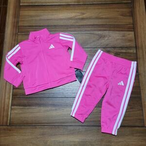 2 Pc. Adidas Infant Neon Pink Jogger Set w/ Full Zip Jacket - Size 12M NWT